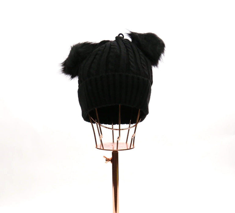 Knitted Double Pom Pom Beanie #HT1031 (PC)
