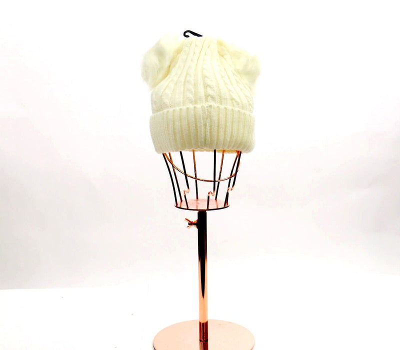 Knitted Double Pom Pom Beanie #HT1031 (PC)